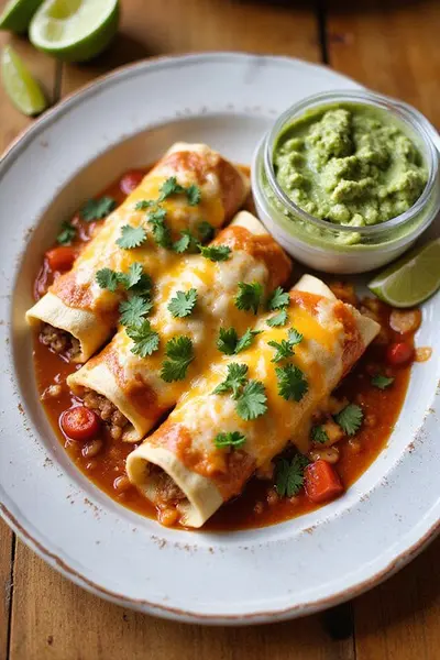 Homemade Cheesy Beef & Bean Enchiladas Recipe