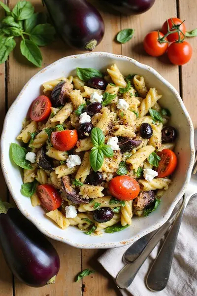 Mediterranean Eggplant & Pasta Salad Recipe