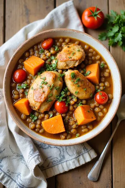 Mediterranean Lentil & Chicken Stew Recipe